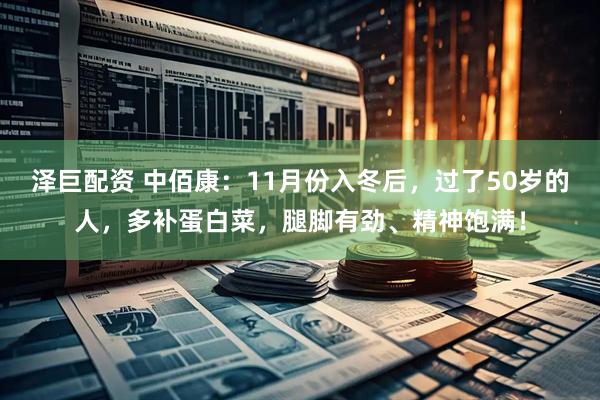 泽巨配资 中佰康:11月份入冬后,过了50岁的人,多补蛋白菜,腿脚有劲、精神饱满!